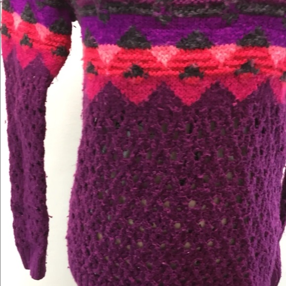 American Eagle Outfitters Women Cable Knit Sweater Purple Tribal Wool Blend S - Picture 12 of 12